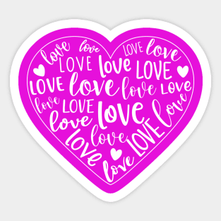 Love heart, heart shape filled with words Sticker